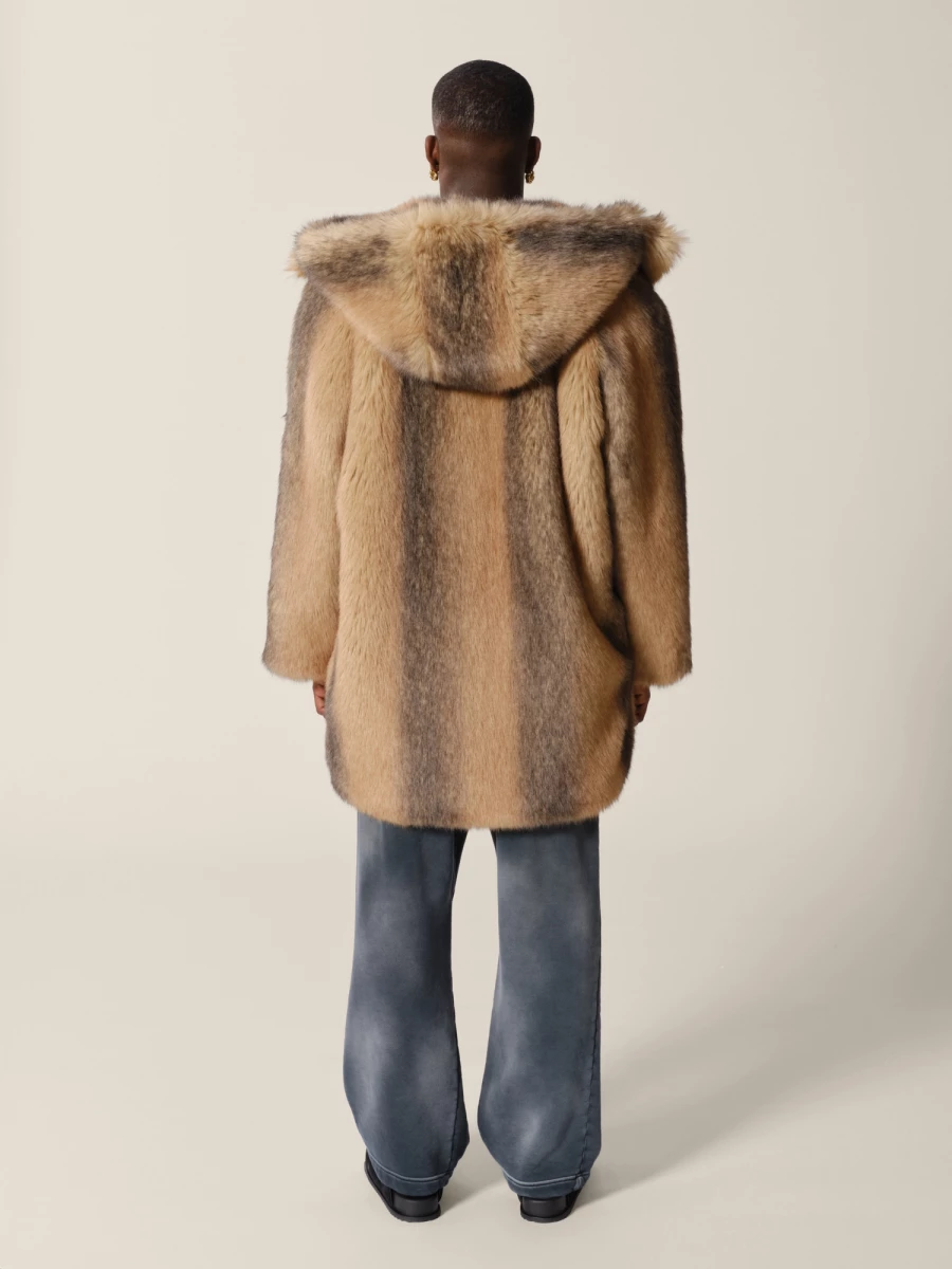 Parka Beige 'Rothko' in pelliccia ecologica