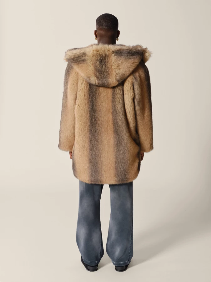 Parka Beige 'Rothko' in pelliccia ecologica