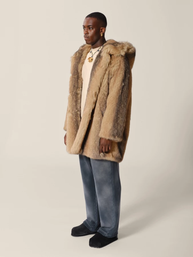 Parka Beige 'Rothko' in pelliccia ecologica