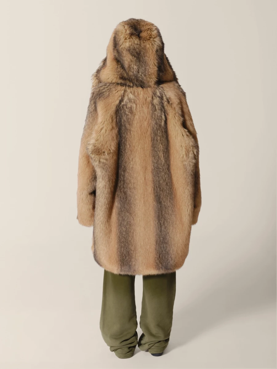 Beige Printed 'Rothko' faux fur Parka