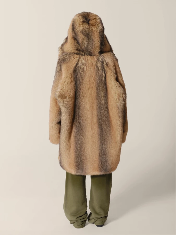 Parka Beige 'Rothko' in pelliccia ecologica