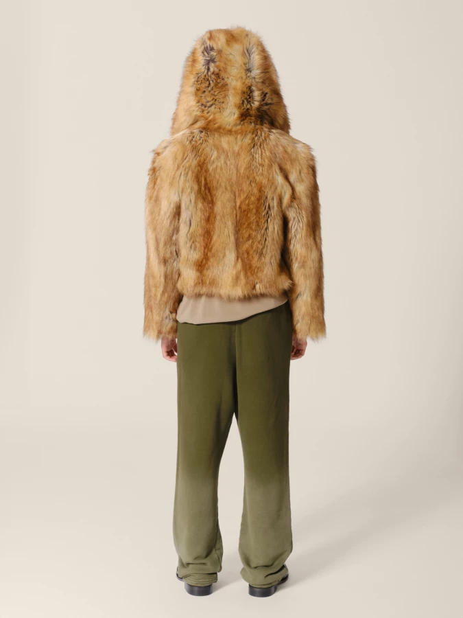 Camel Printed 'Madrid' Faux Fur Jacket