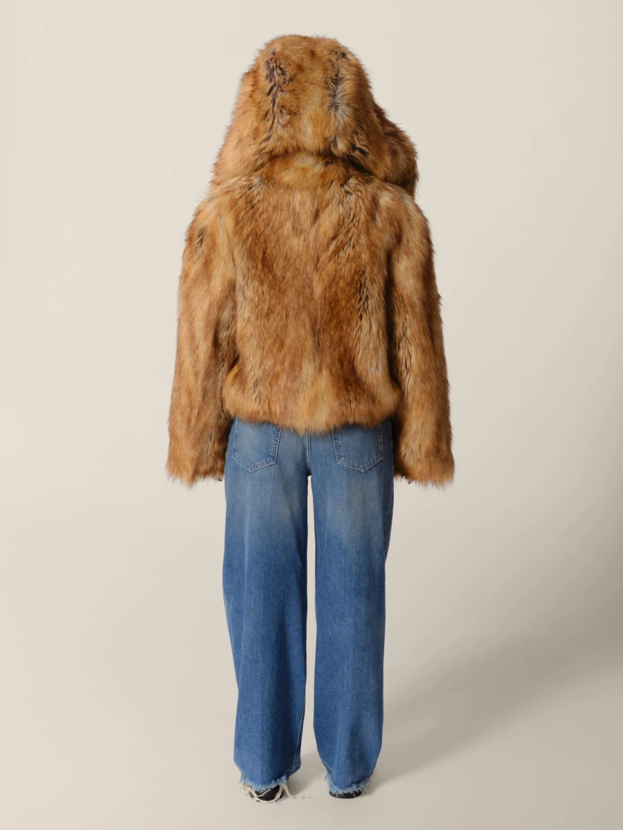 Camel Printed 'Madrid' Faux Fur Jacket