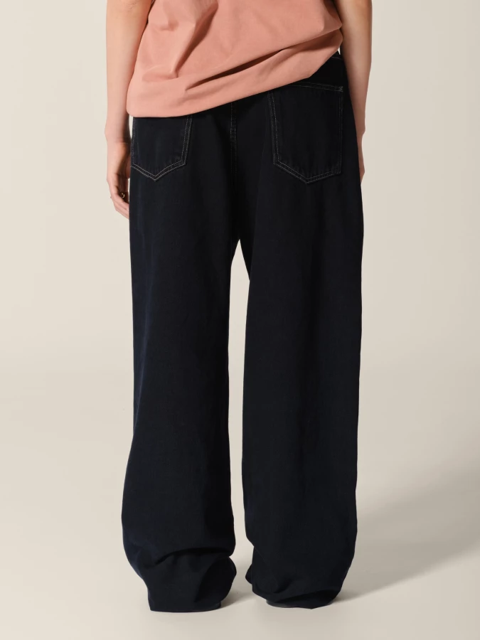 Track Jeans' neri dritti anni '80 con cordoncino