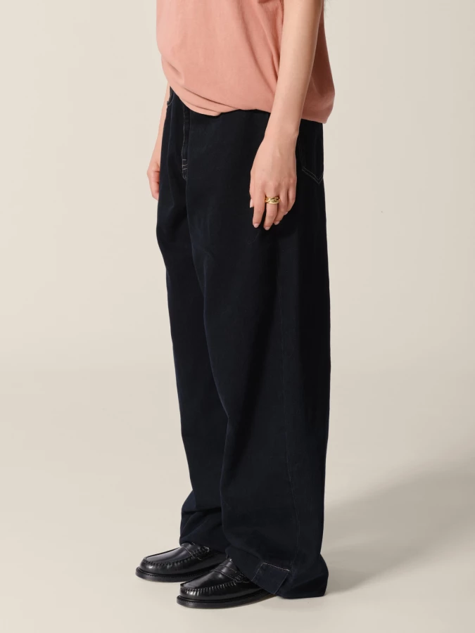 Track Jeans' neri dritti anni '80 con cordoncino