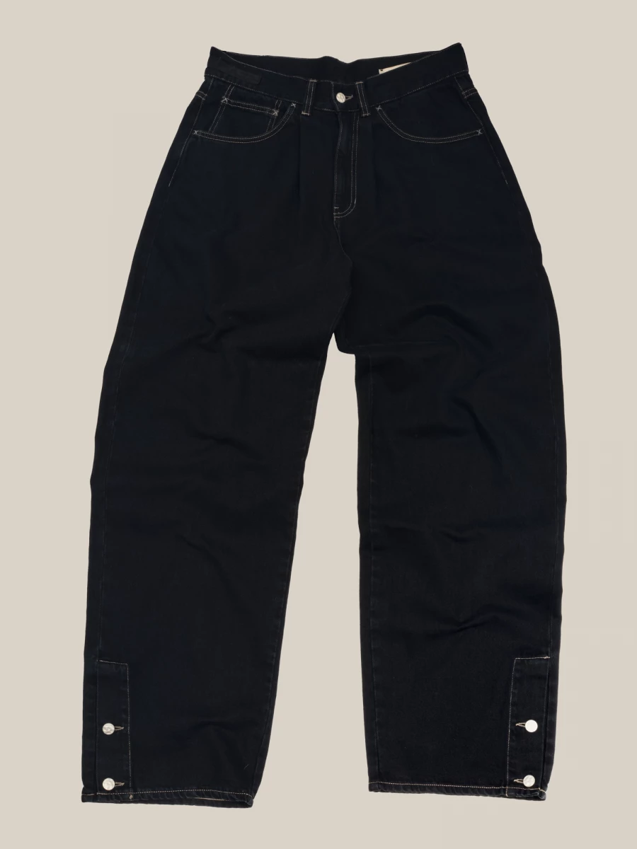 Track Jeans' neri dritti anni '80 con cordoncino