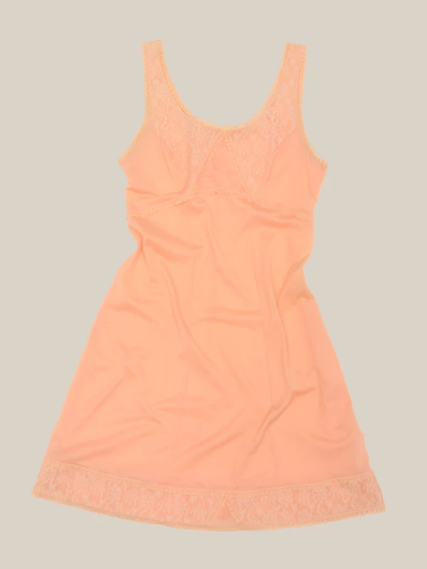 Vintage Salmon Short Dress with Lace Details
