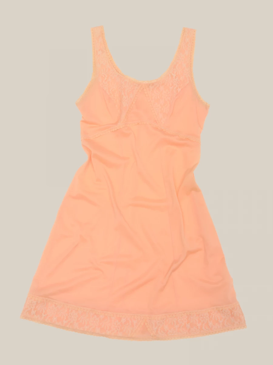 Vintage Salmon Short Dress with Lace Details