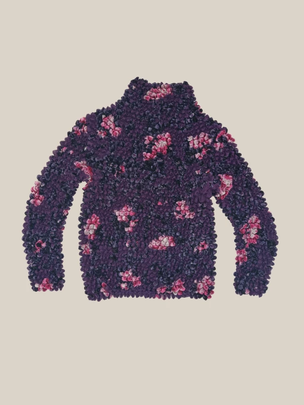 Purple 'PopCorn' Turtleneck with floral prints