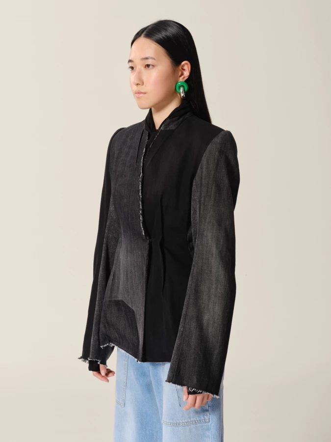 Dark Grey Blazer 'Vika' Upcycling in Cotton Denim