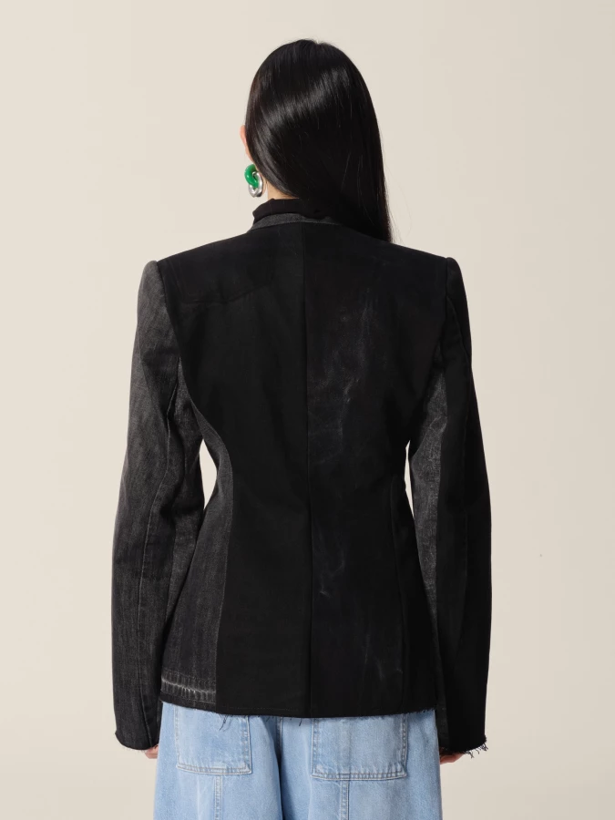 Dark Grey Blazer 'Vika' Upcycling in Cotton Denim