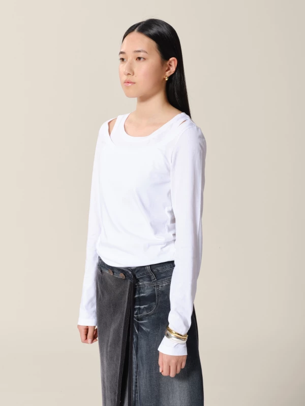 T-Shirt Bianca 'Tilda' 2in1 in Cotone 2