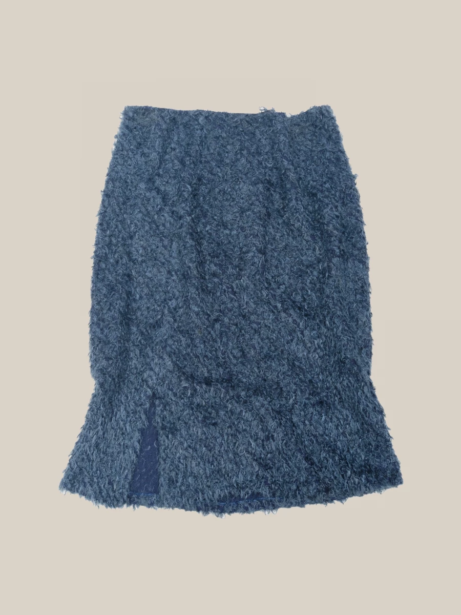 Vintage Blue 'Fuzzy' Midi Skirt