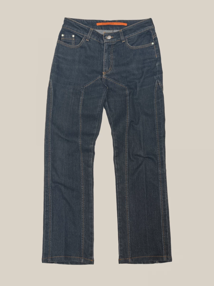 Black Vintage Straight Leg Jeans with Contrast Stitching