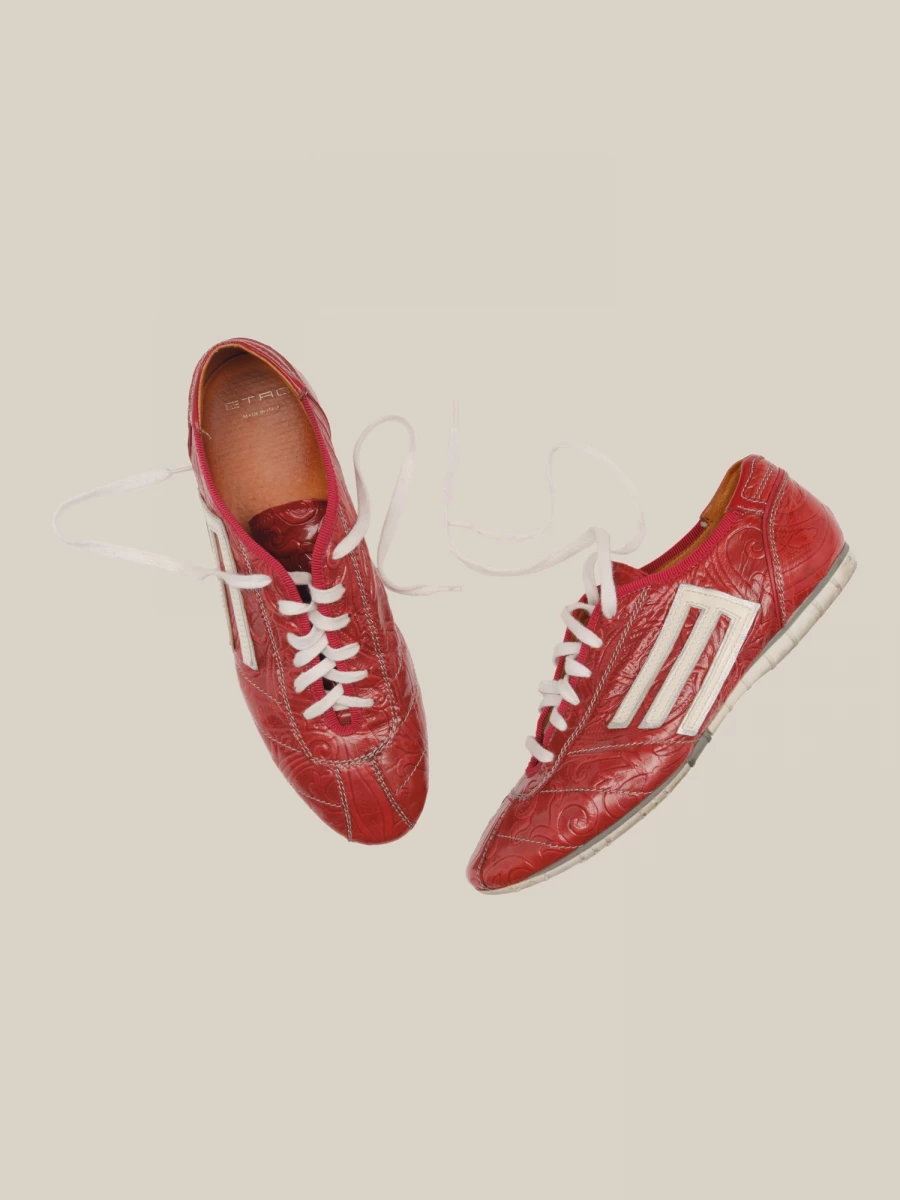 Vintage Patent Leather Sneakers with embroidery pattern