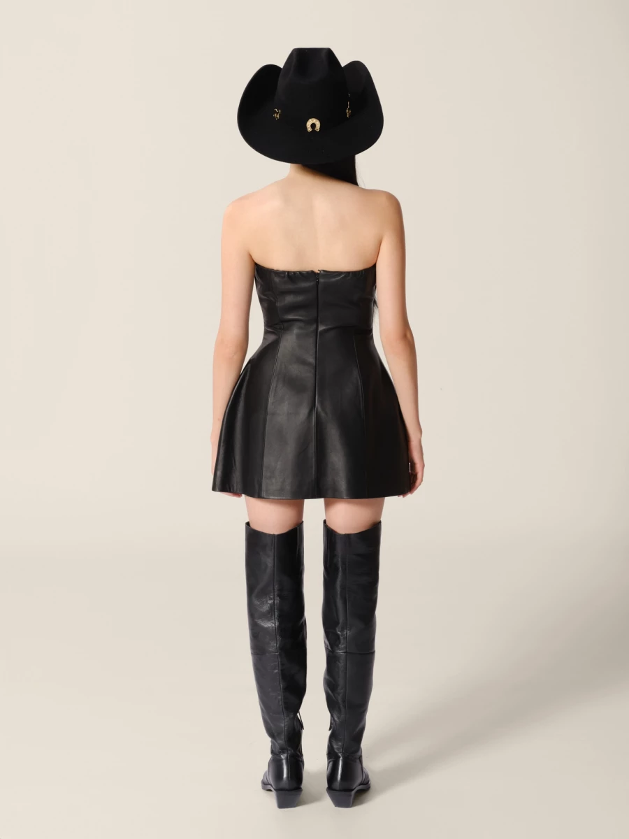 Black Texan High Boots in Genuine Leather