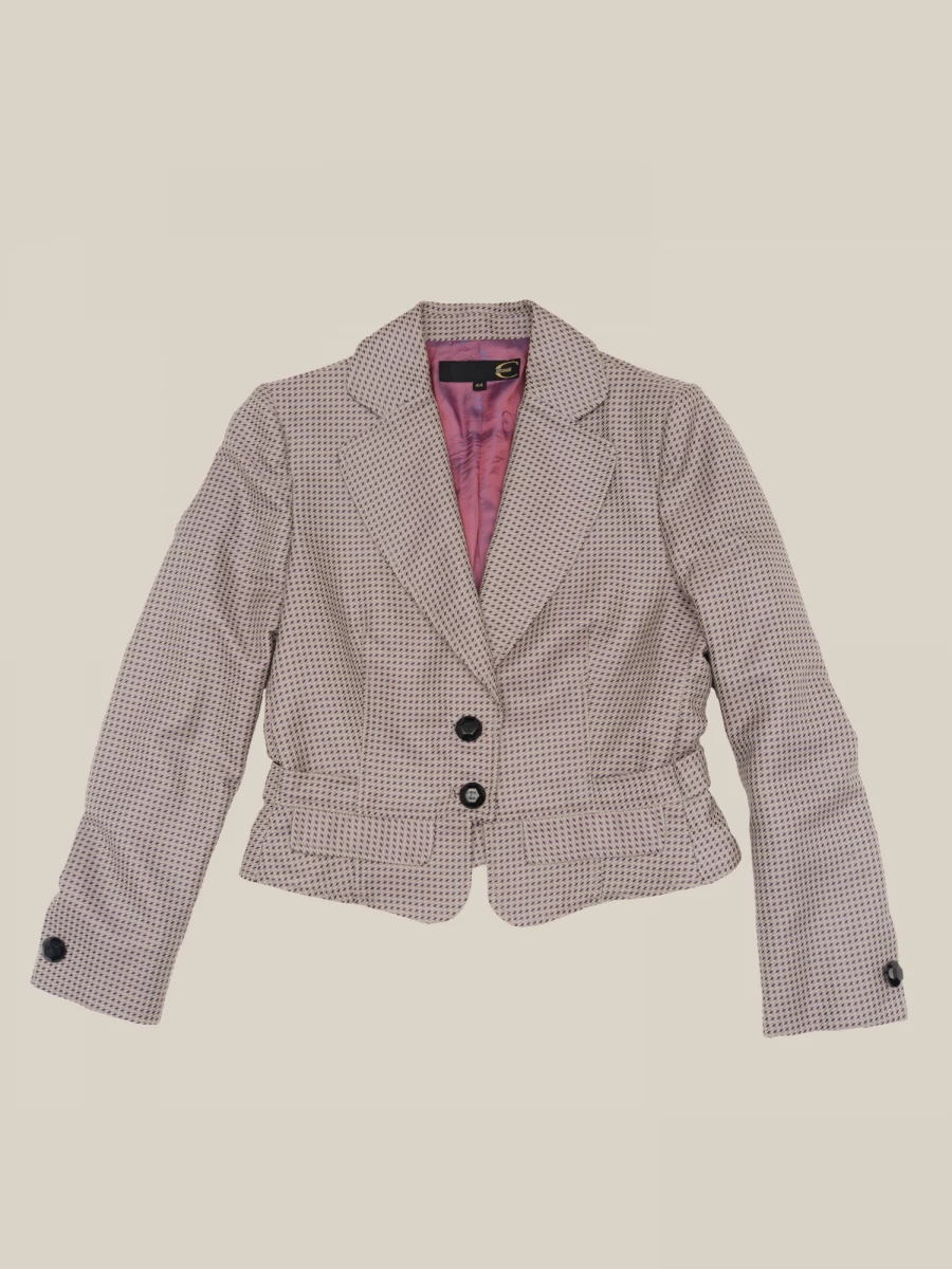 Blazer Grigio e Viola Biker con bottoni lucidi a contrasto