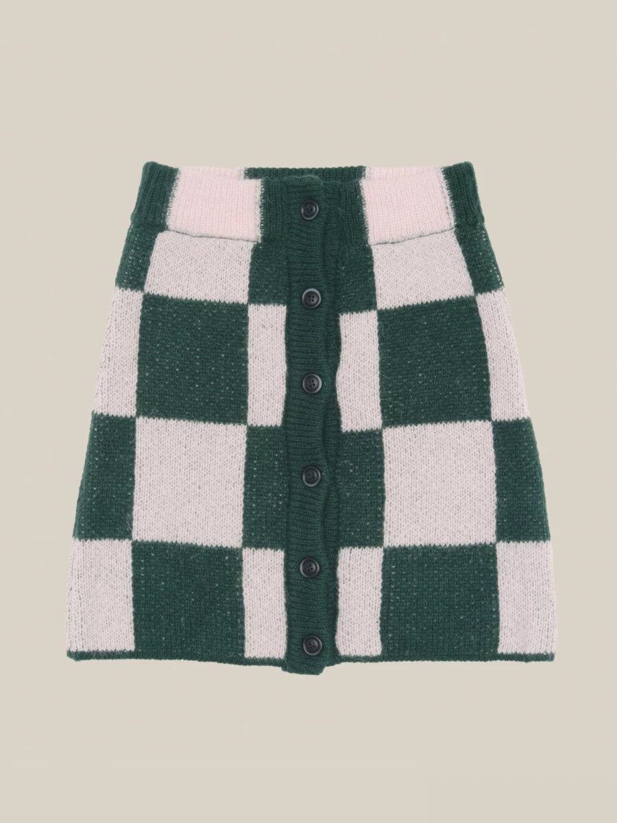 Pink and Green Checkered Pattern Mini Skirt