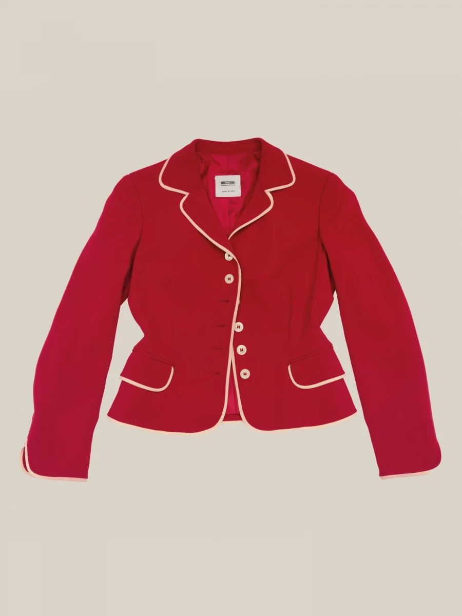 Red Vintage Blazer with contrast details