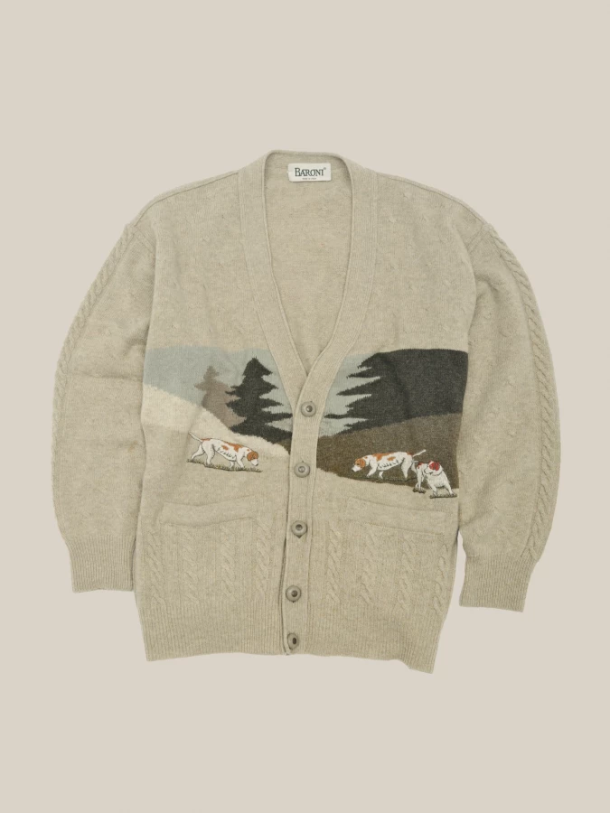 Cardigan Verde Chiaro Vintage con illustrazione