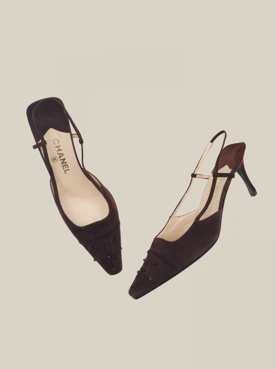 Brown Suede Vintage Slingback