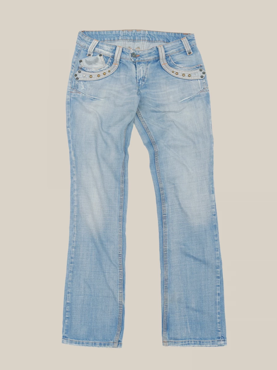 Light Blue Vintage Y2K Jeans with Studs