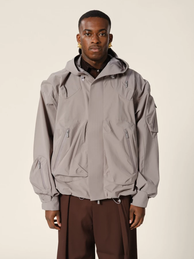 Graphite 'Ascend' shell jacket with hood and 3D pockets