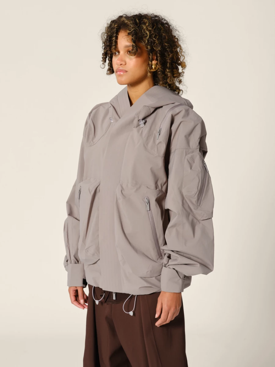 Graphite 'Ascend' shell jacket with hood and 3D pockets