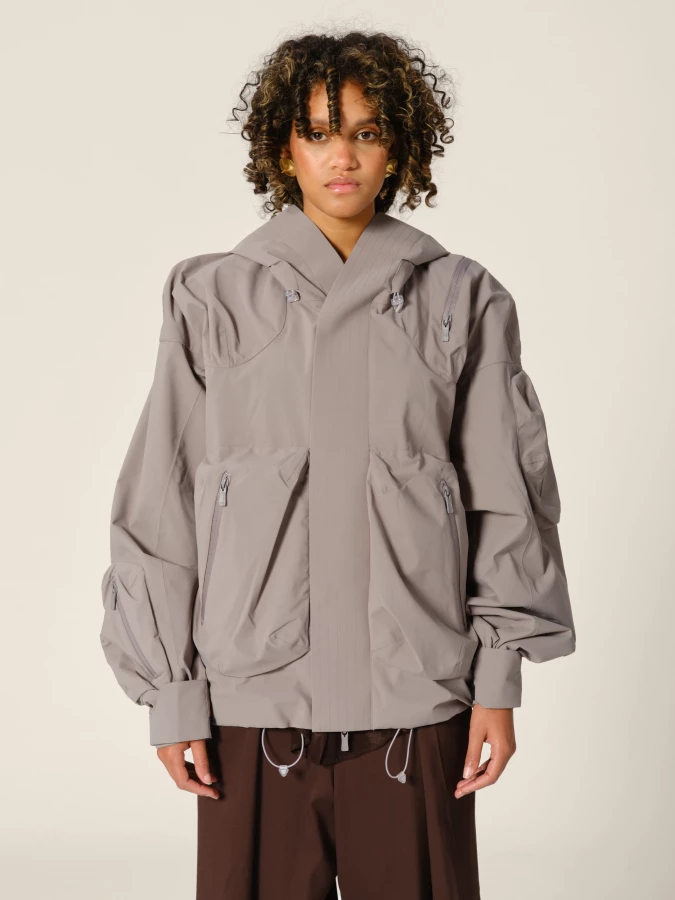 Graphite 'Ascend' shell jacket with hood and 3D pockets