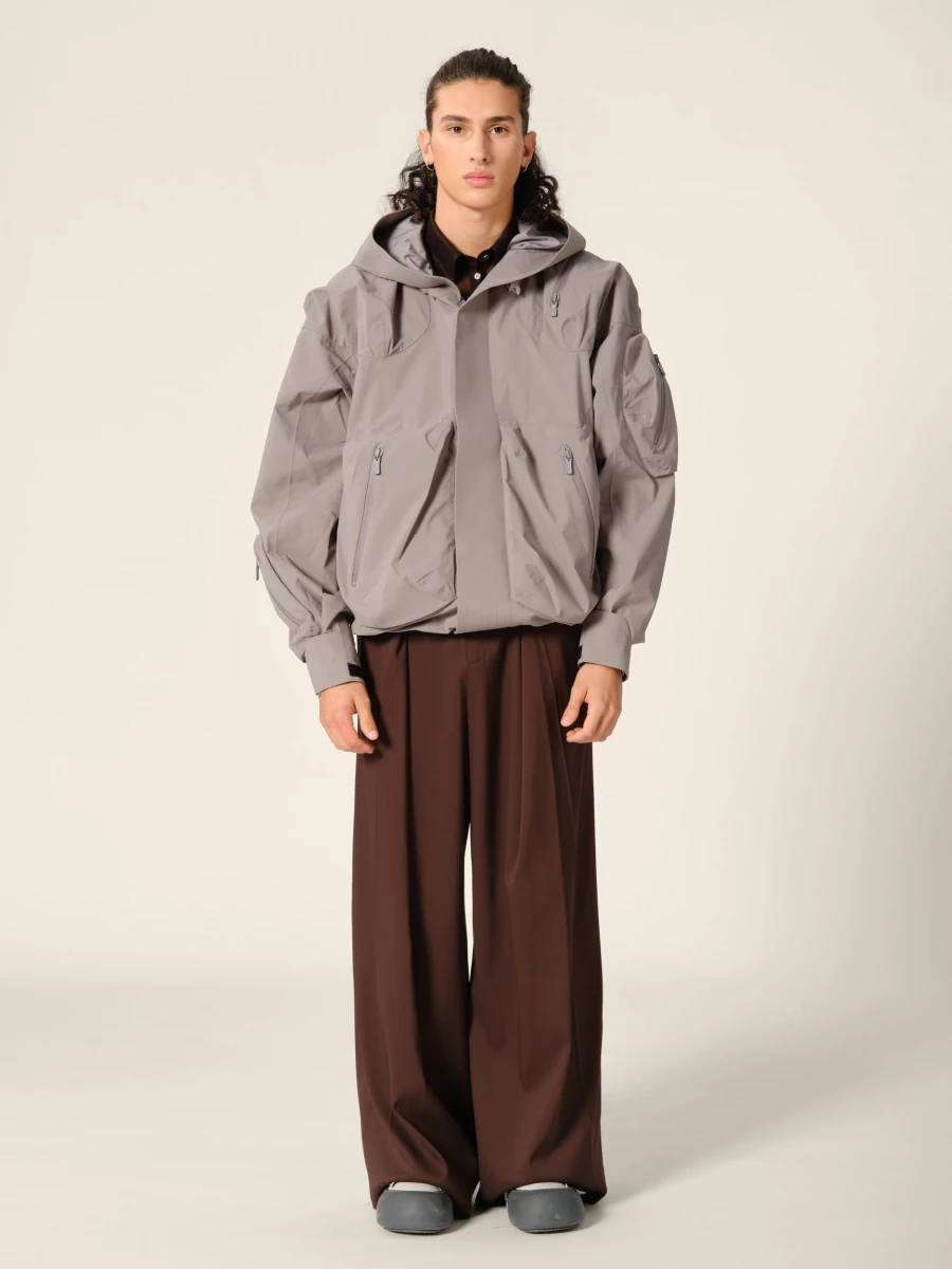 Graphite 'Ascend' shell jacket with hood and 3D pockets