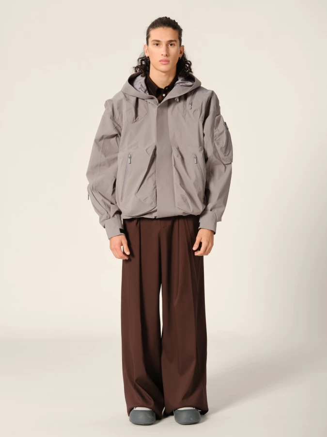 Graphite 'Ascend' shell jacket with hood and 3D pockets