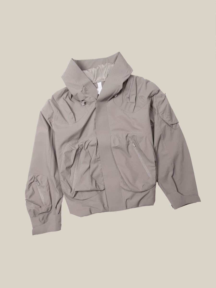 Graphite 'Ascend' shell jacket with hood and 3D pockets