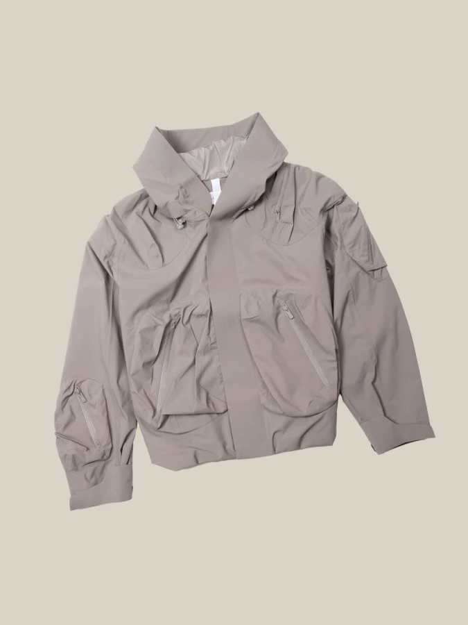 Graphite 'Ascend' shell jacket with hood and 3D pockets