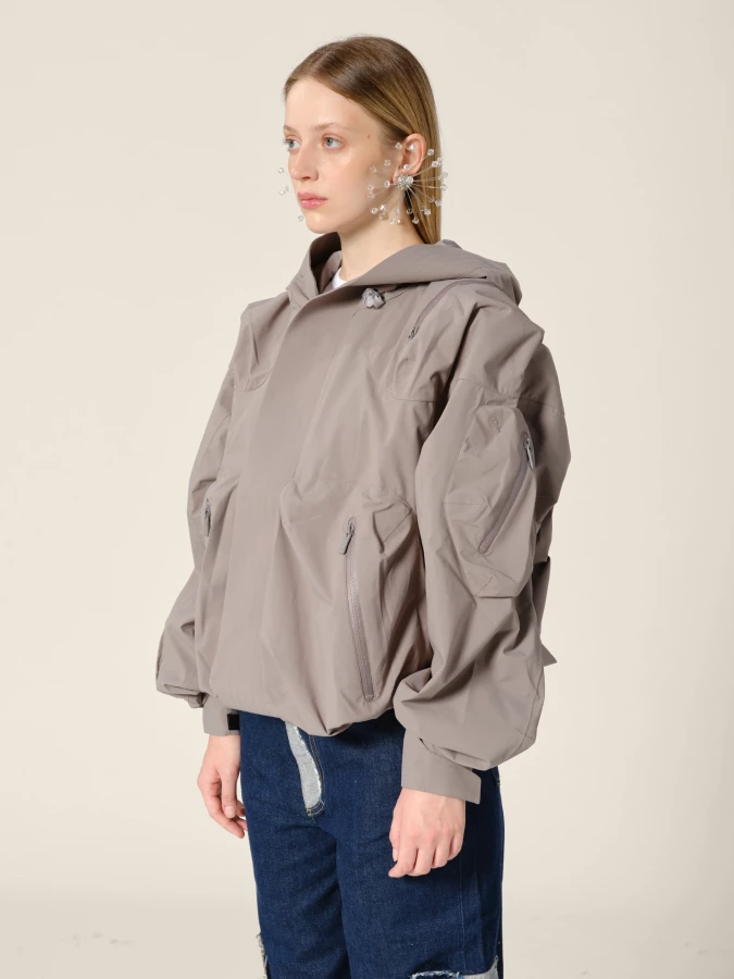 Graphite 'Ascend' shell jacket with hood and 3D pockets