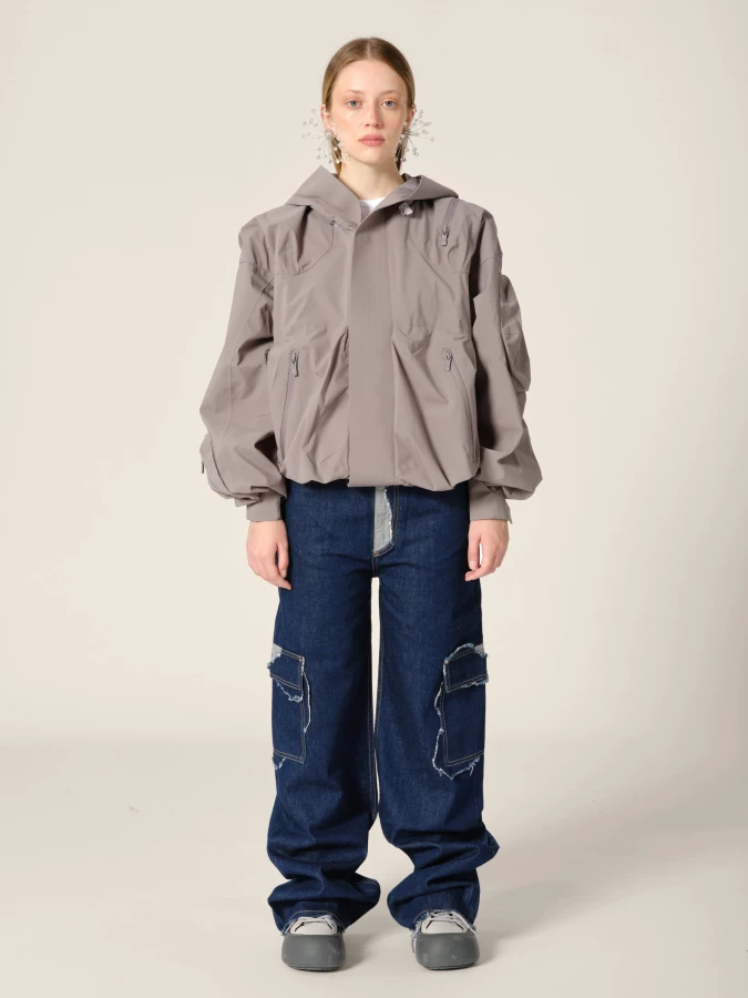 Graphite 'Ascend' shell jacket with hood and 3D pockets