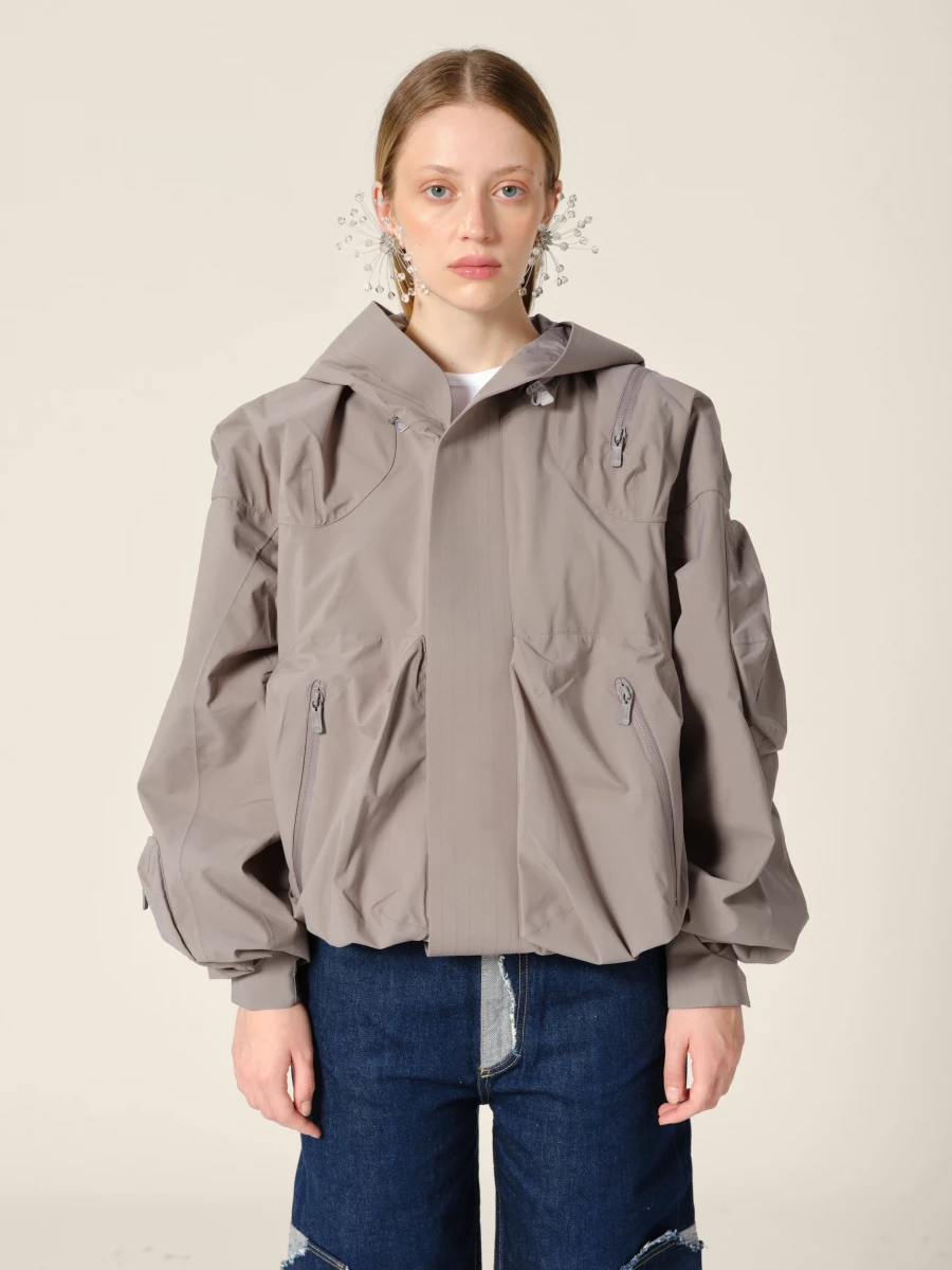 Graphite 'Ascend' shell jacket with hood and 3D pockets