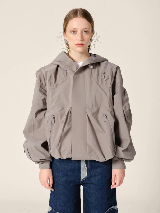 Graphite 'Ascend' shell jacket with hood and 3D pockets