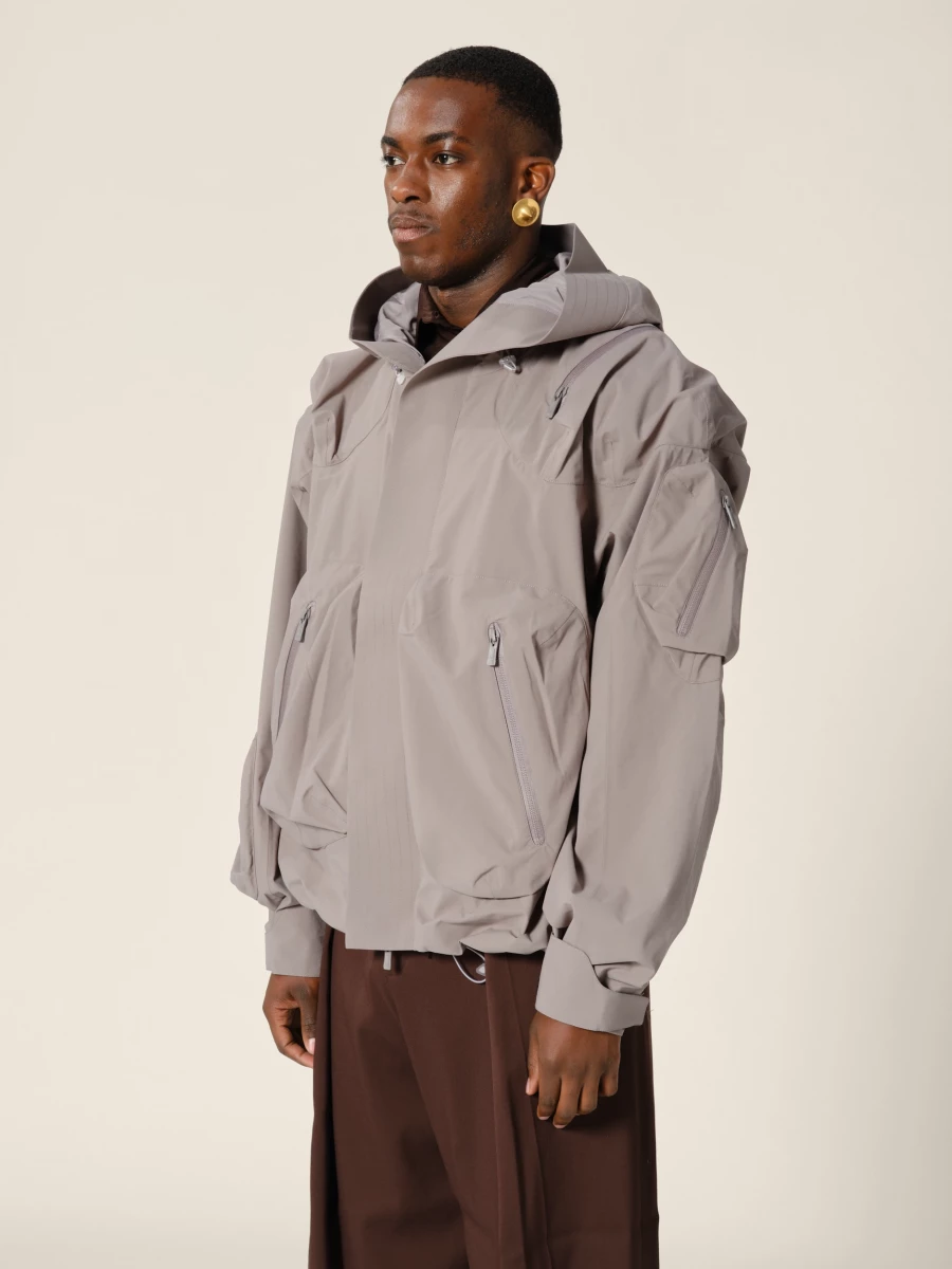 Graphite 'Ascend' shell jacket with hood and 3D pockets