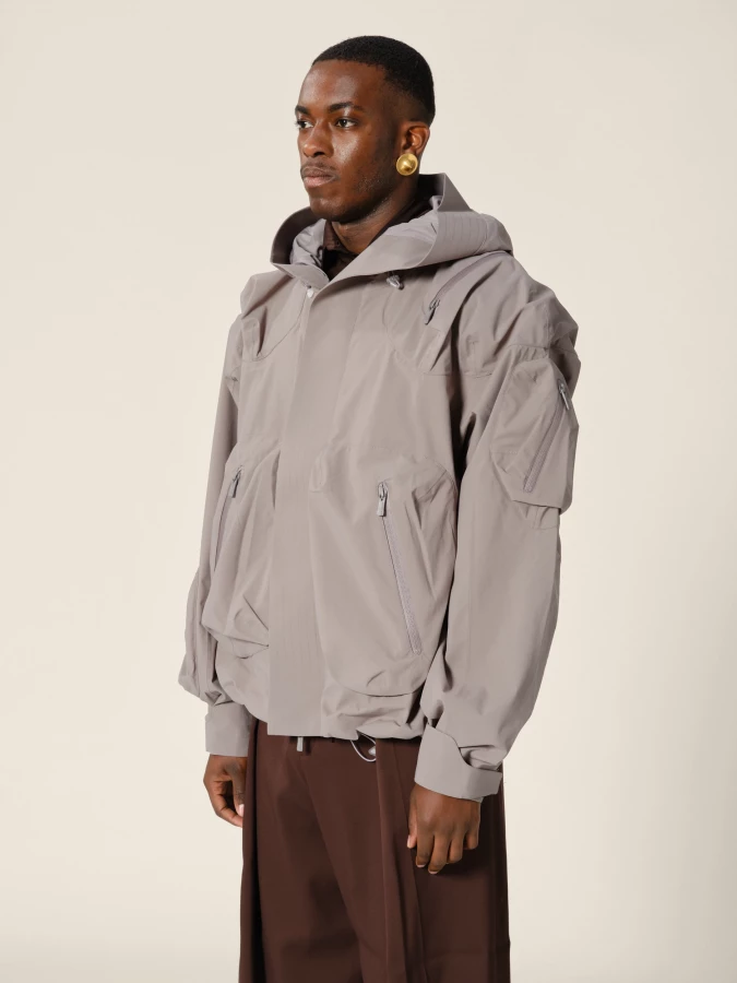 Graphite 'Ascend' shell jacket with hood and 3D pockets