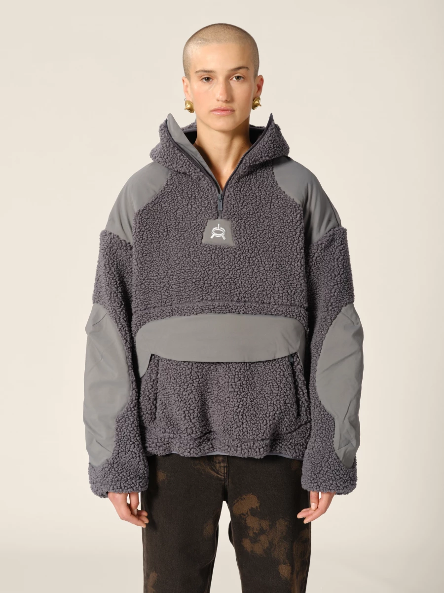 Giacca Hoodie Grafite 'Rockcraft' in pile polare