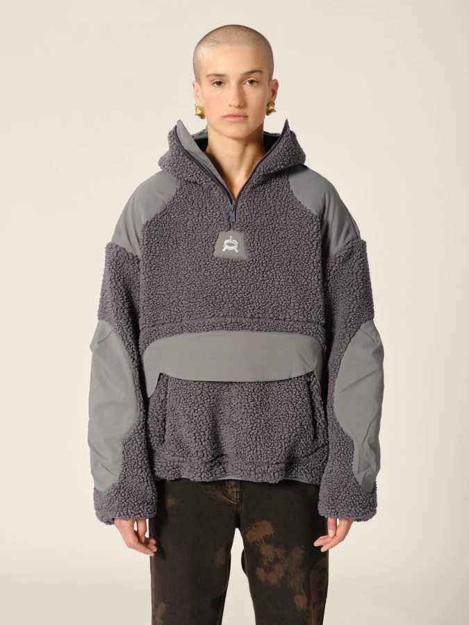 Giacca Hoodie Grafite 'Rockcraft' in pile polare