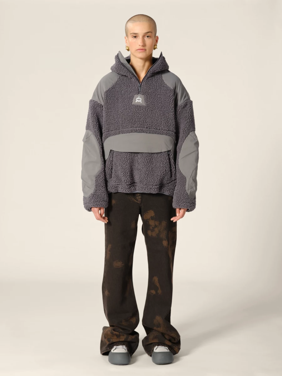 Giacca Hoodie Grafite 'Rockcraft' in pile polare