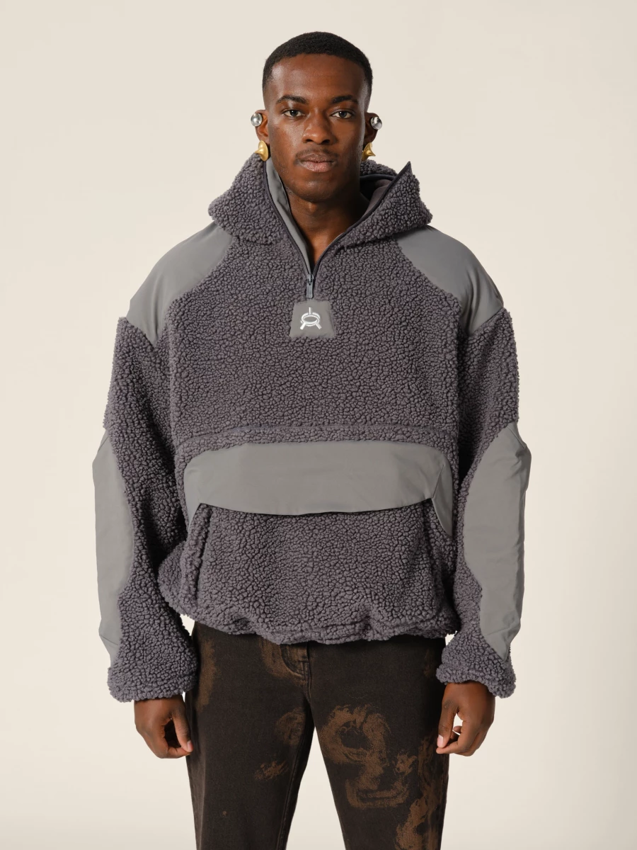 Giacca Hoodie Grafite 'Rockcraft' in pile polare