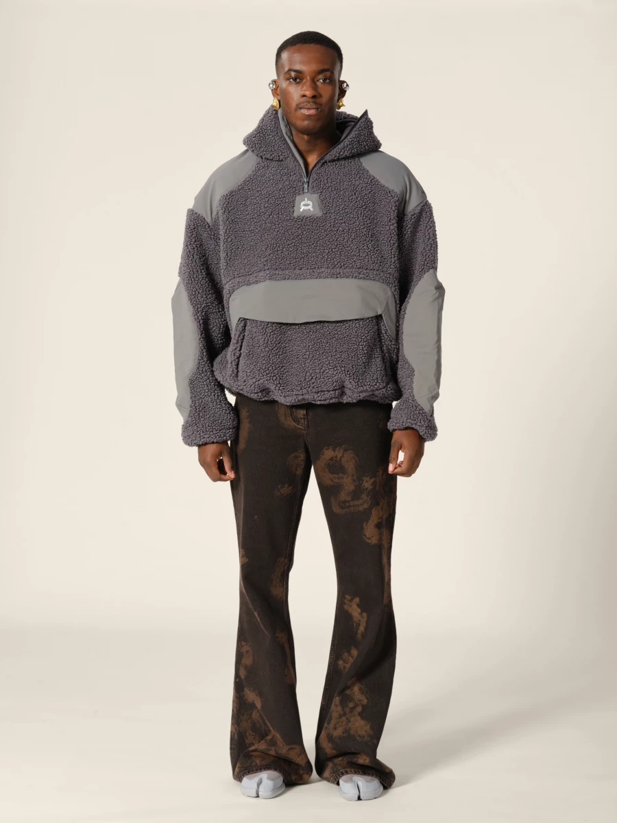 Giacca Hoodie Grafite 'Rockcraft' in pile polare