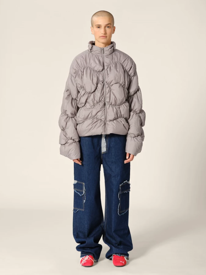 Piumino grafite 'Pileus' in shell trapuntato