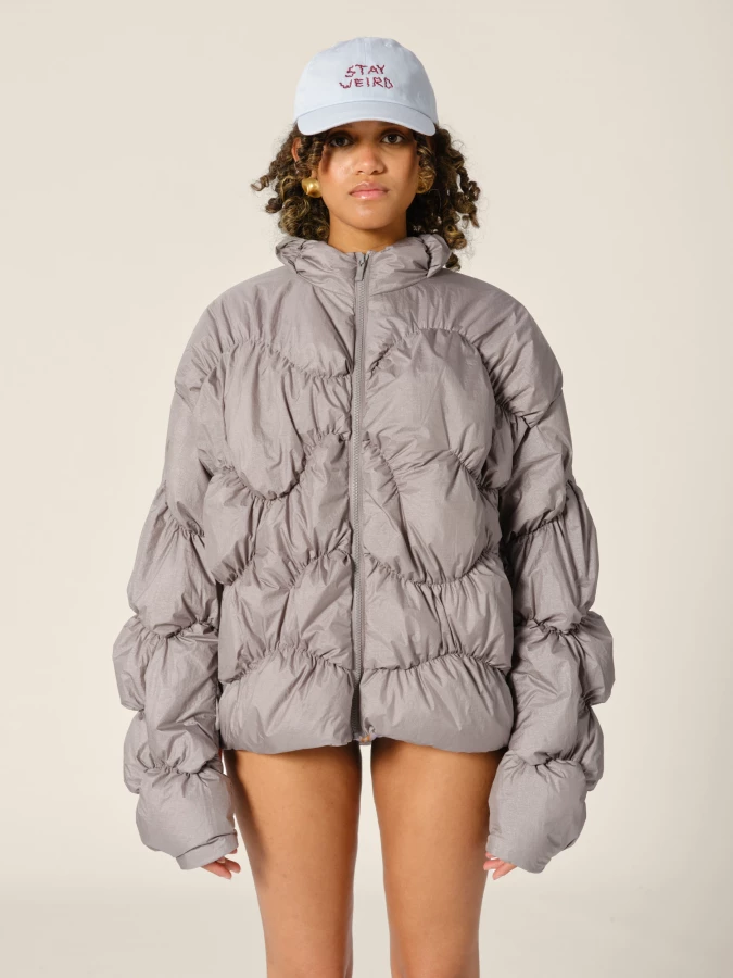 Piumino grafite 'Pileus' in shell trapuntato