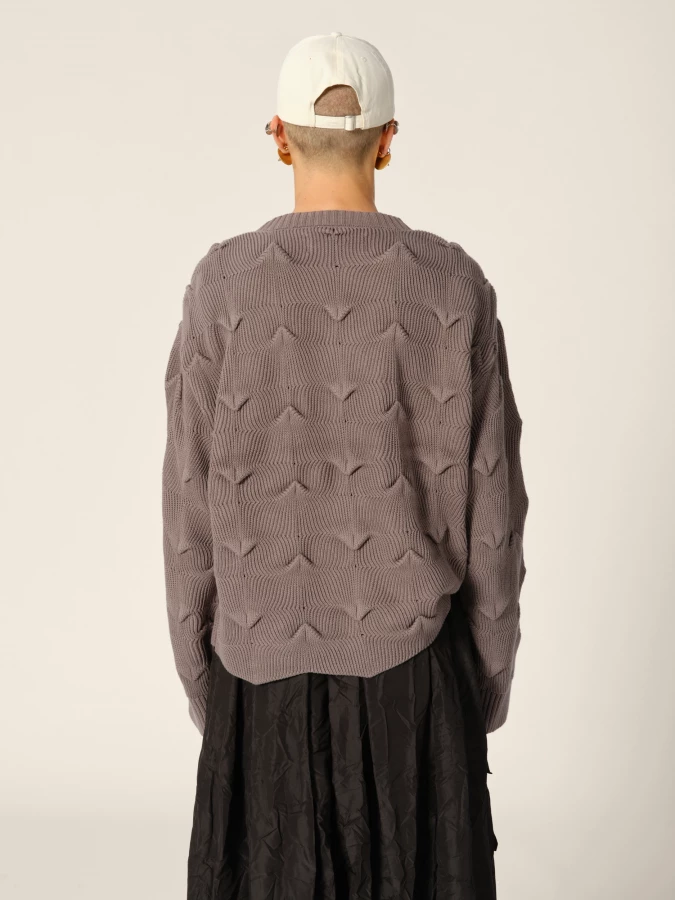 Maglione Grafite 'Wyverne' con motivo tridimensionale