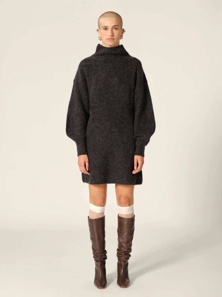 Stivali marroni 'Kalila' in pelle arricciata