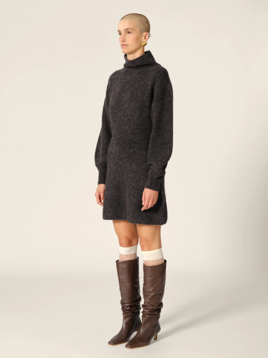 Stivali marroni 'Kalila' in pelle arricciata