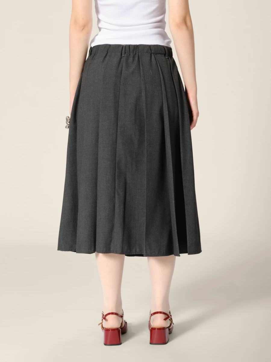 Grey 'Lach' wide pleated midi skirt